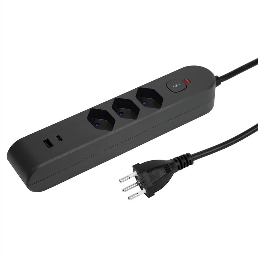 Steffen Bloc multiprises de bureau Alu Desk, 2x T13, 1x USB-A, 1x USB-C, 1.5m, blanc