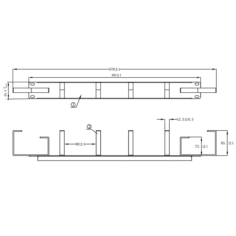 VALUE 19-Zoll-Frontplatte, 6 Ösen Typ G, schwarz
