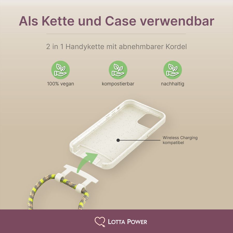 Lotta Power SoftCase Handy-Kette iPhone 12/12 Pro Beige/Sandstone,organic