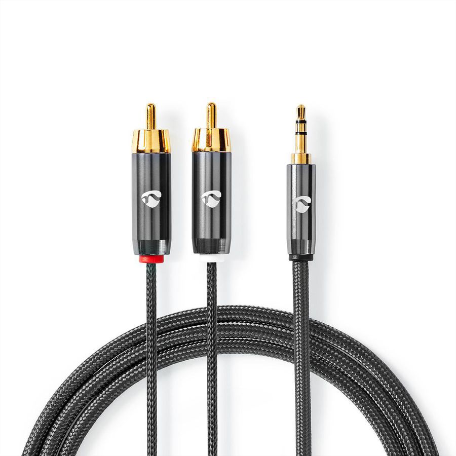 Nedis Stereo-Audiokabel, 1x Klinken ST, 2x Cinch ST, grau, 5 m