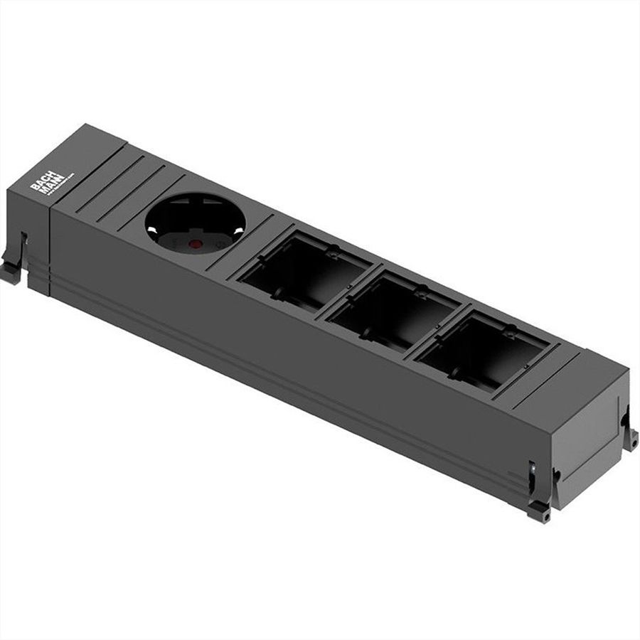 BACHMANN POWER FRAME Medium 1x contact de protection 3x ABD, plastique, Chargeur USB 22W 1xABD 0,2m GST18 INOX