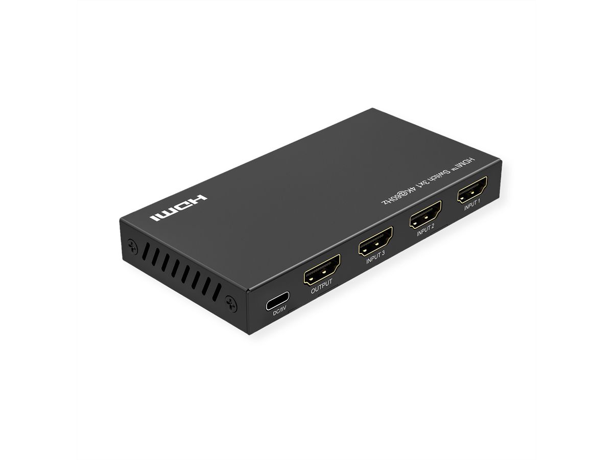 ROLINE 4K HDMI Switch, 3-fach, mit Fernbedienung