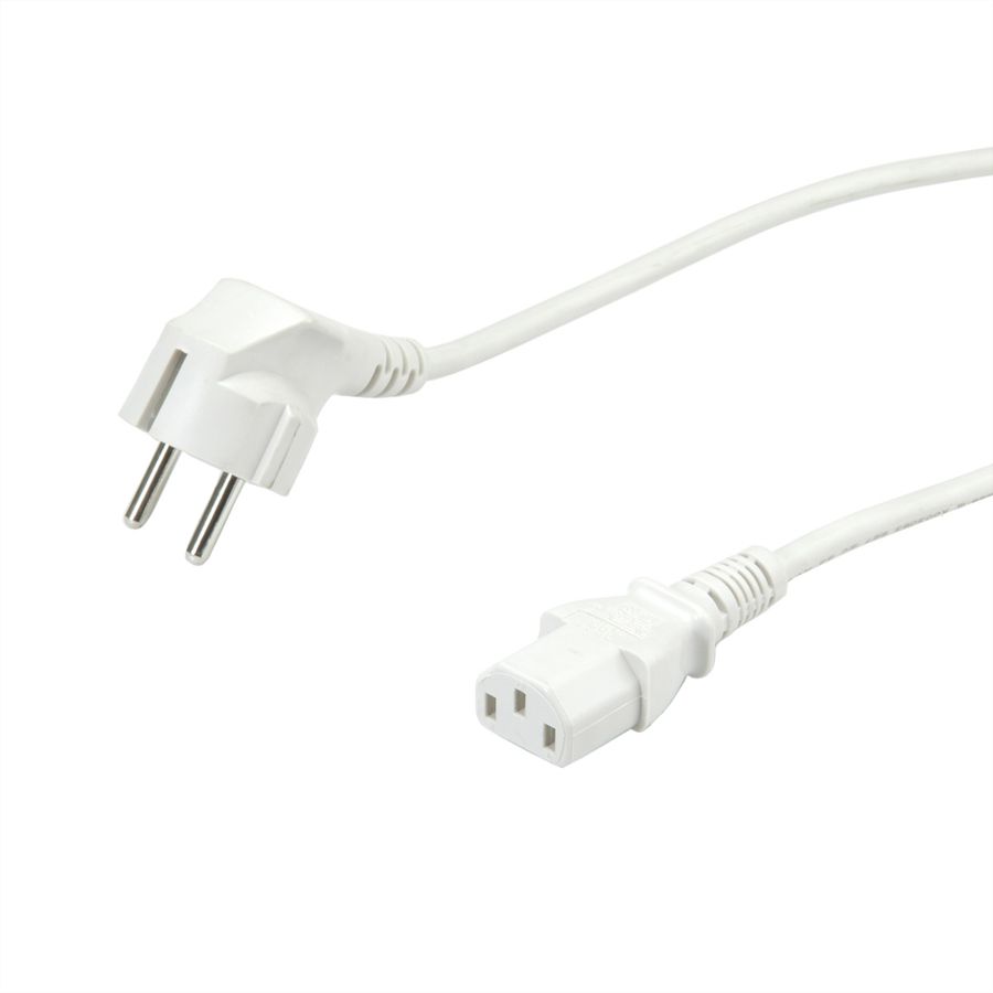 VALUE Câble d'alimentation 2P+T coudé - C13, blanc, 0,6 m
