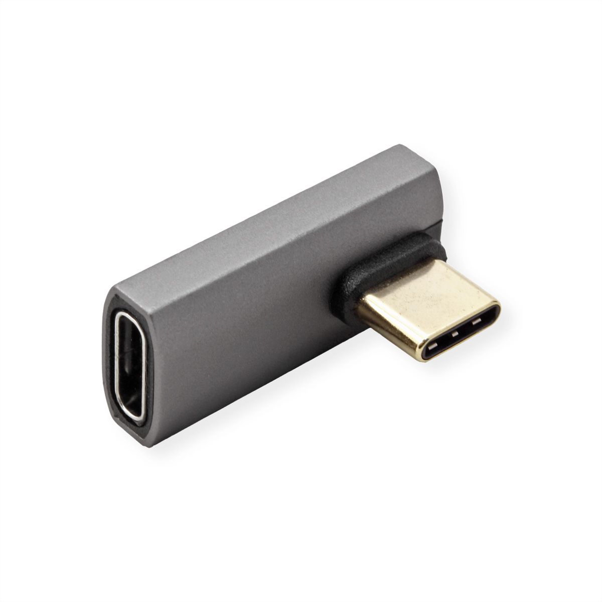 ROLINE Adaptateur USB4 Gen 3x2, Aluminium, coudé à 90°, Type C, M/F, argent