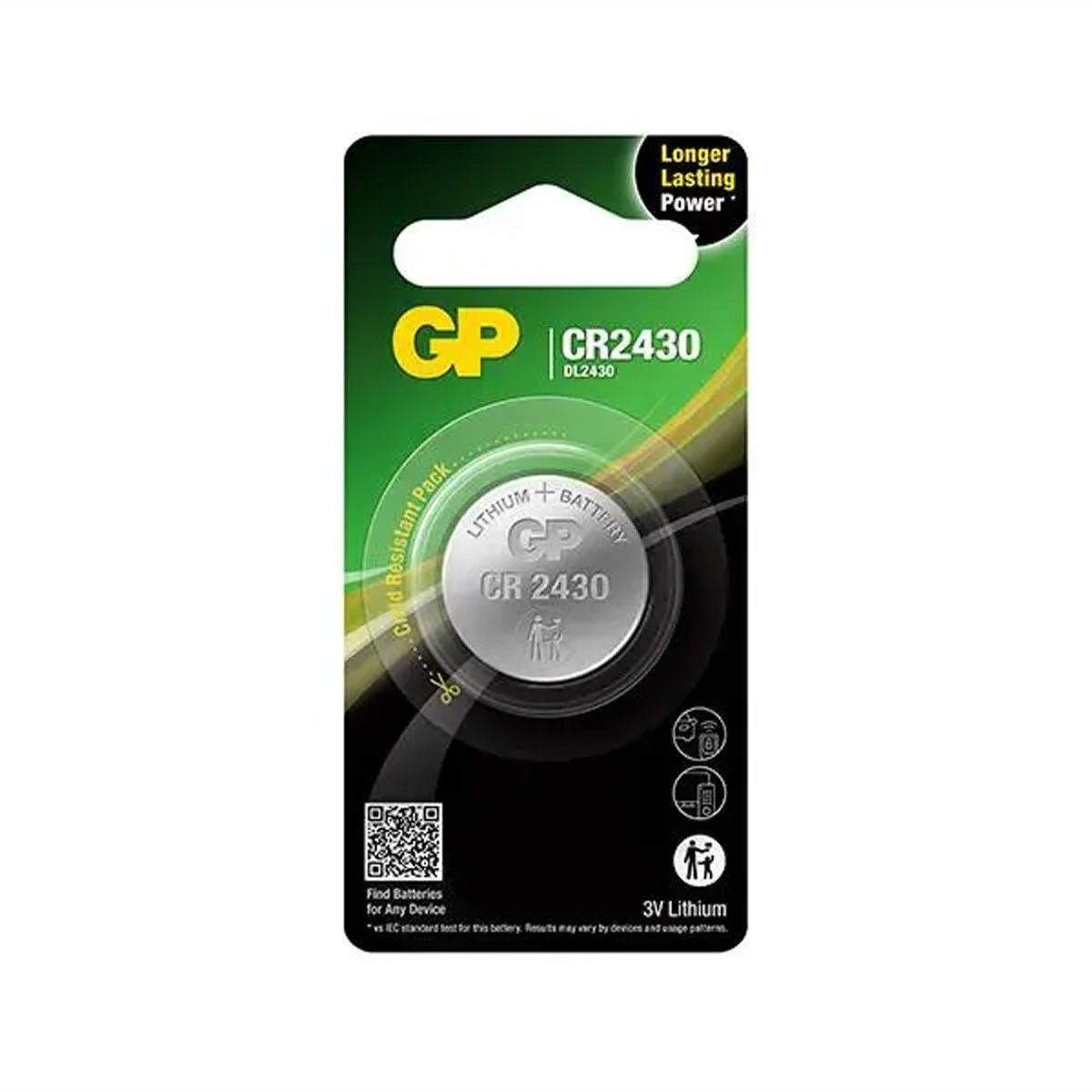 GP Ultra Plus Lithium Knopfzelle CR2430, 2 Stuck, Lithium