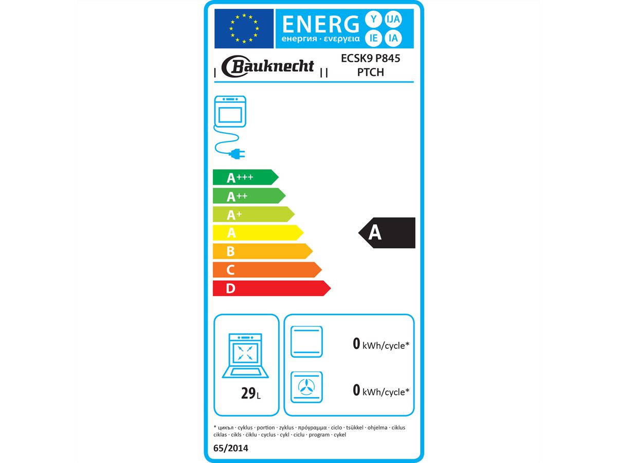 Bauknecht Combi-Steam ECSK9 P845 PTCH, A, 29L, acier inoxydable