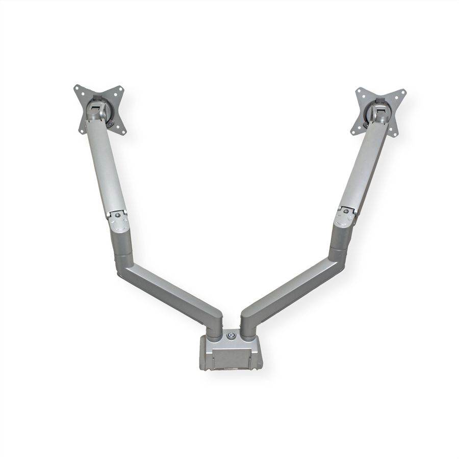 ROLINE Support double LCD, vérin à gaz, 5 articulations, fixation sur bureau, 17-23", jusqu'à 2x 9 kg, argent