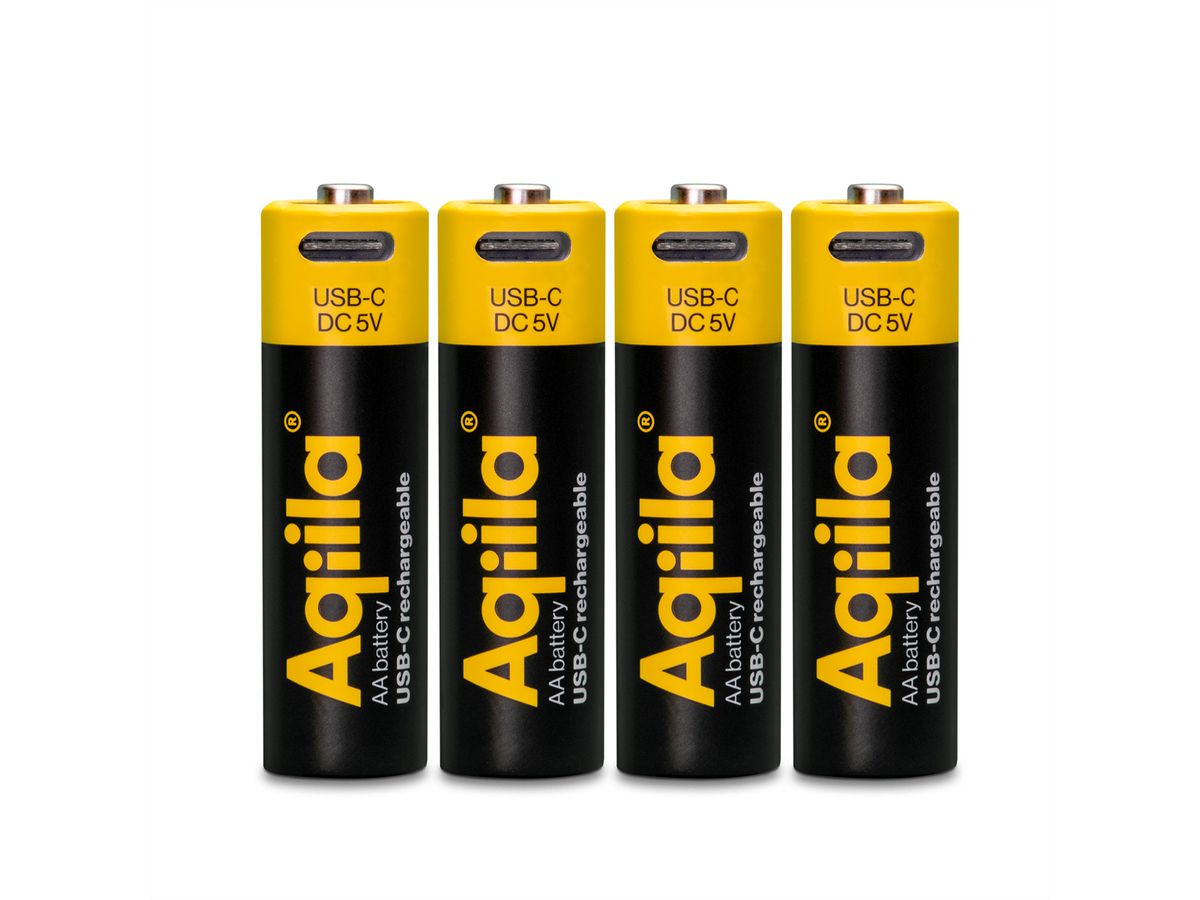 Aqiila USB-C Batterie AA 4x, 2000 mAh, 1,5 V