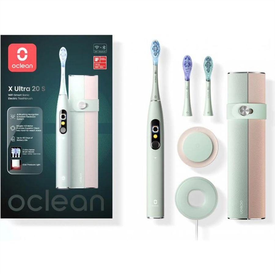 Oclean X Ultra 20 Set Schallzahnbürste grün, 84’000 Bewegungen/min, Smart Touchscreen, 40 Tage Akku