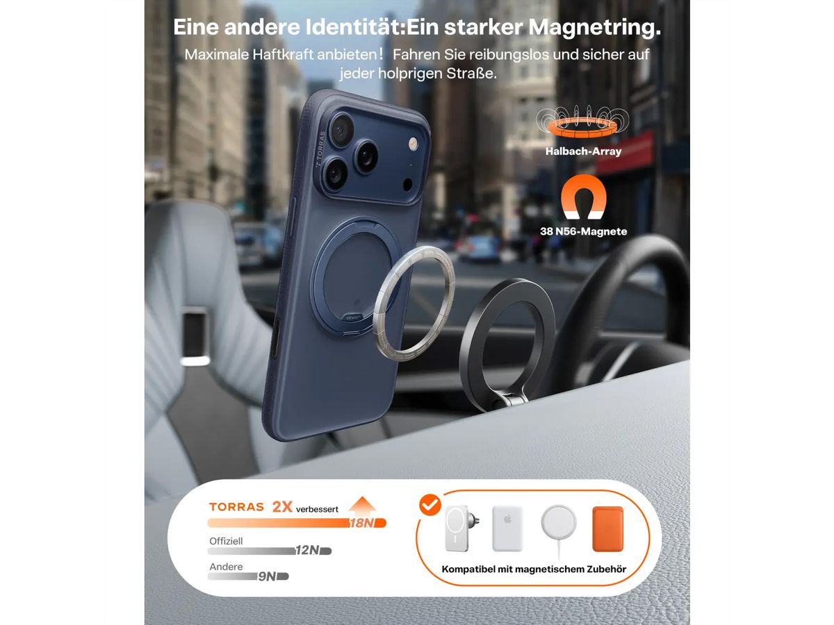 Torras Ostand R Fitness Schutzhülle, iPhone 17 Pro, MagSafe, blau