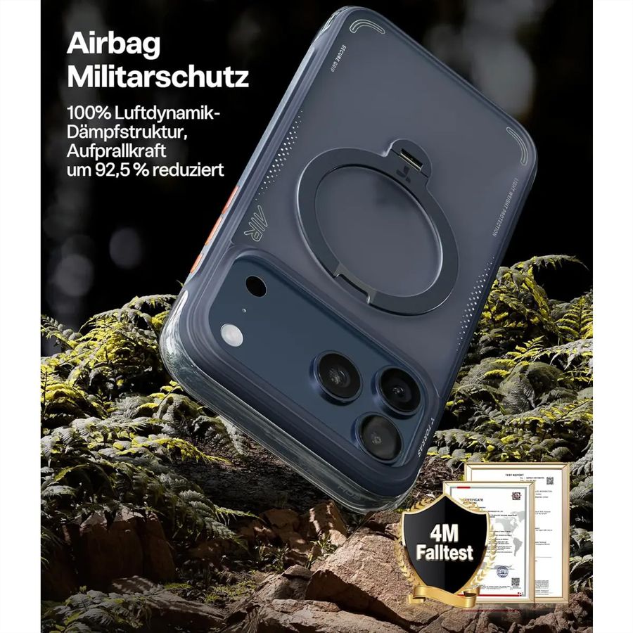 Torras Ostand Q3 Air Case, iPhone 17 Pro, MagSafe, bleu