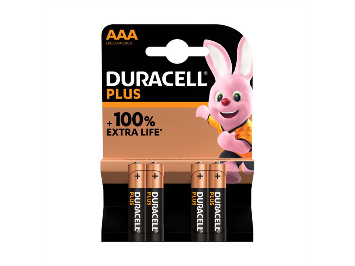 DURACELL Alcaline Plus, AAA (LR03), pack de 4