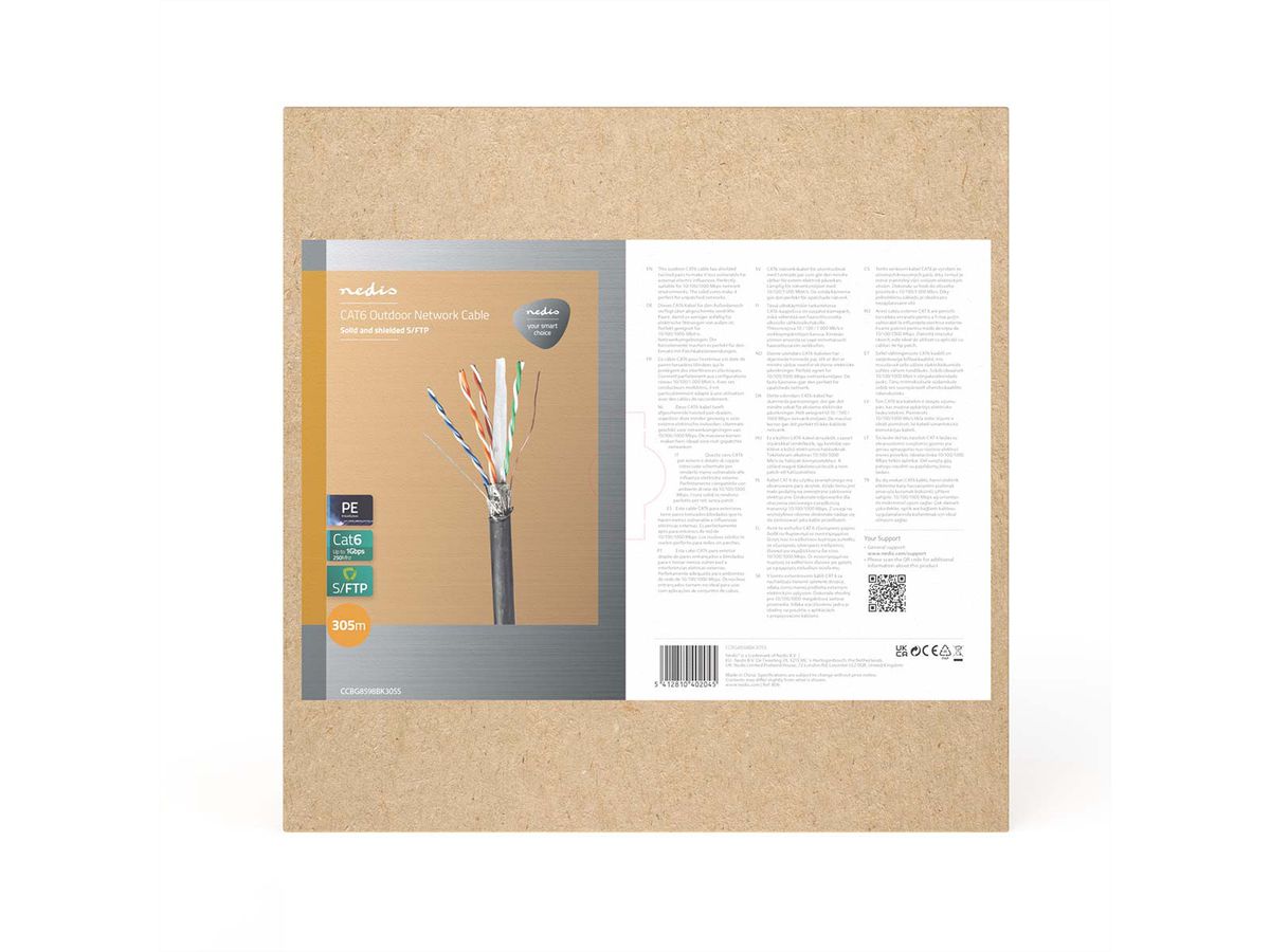 Nedis Câble S/FTP Outdoor Cat.6, fils tressés, 300m