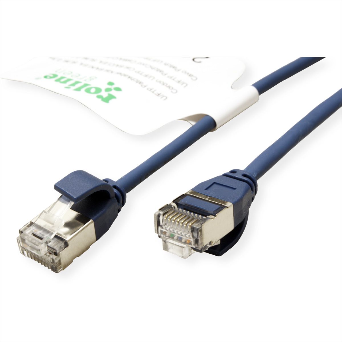 ROLINE GREEN U/FTP Patchkabel Cat.6A (Class EA), LSOH, slim, blau, 2 m