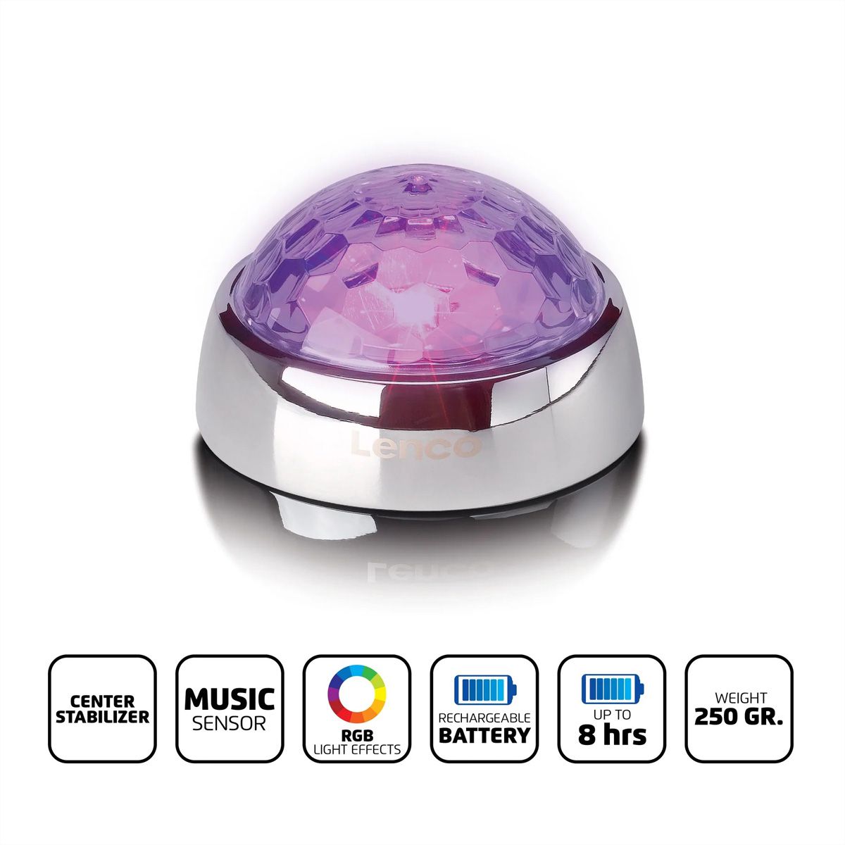 Stabilisateur de platine vinyle Lenco, Effets lumineux RGB, boule à facettes