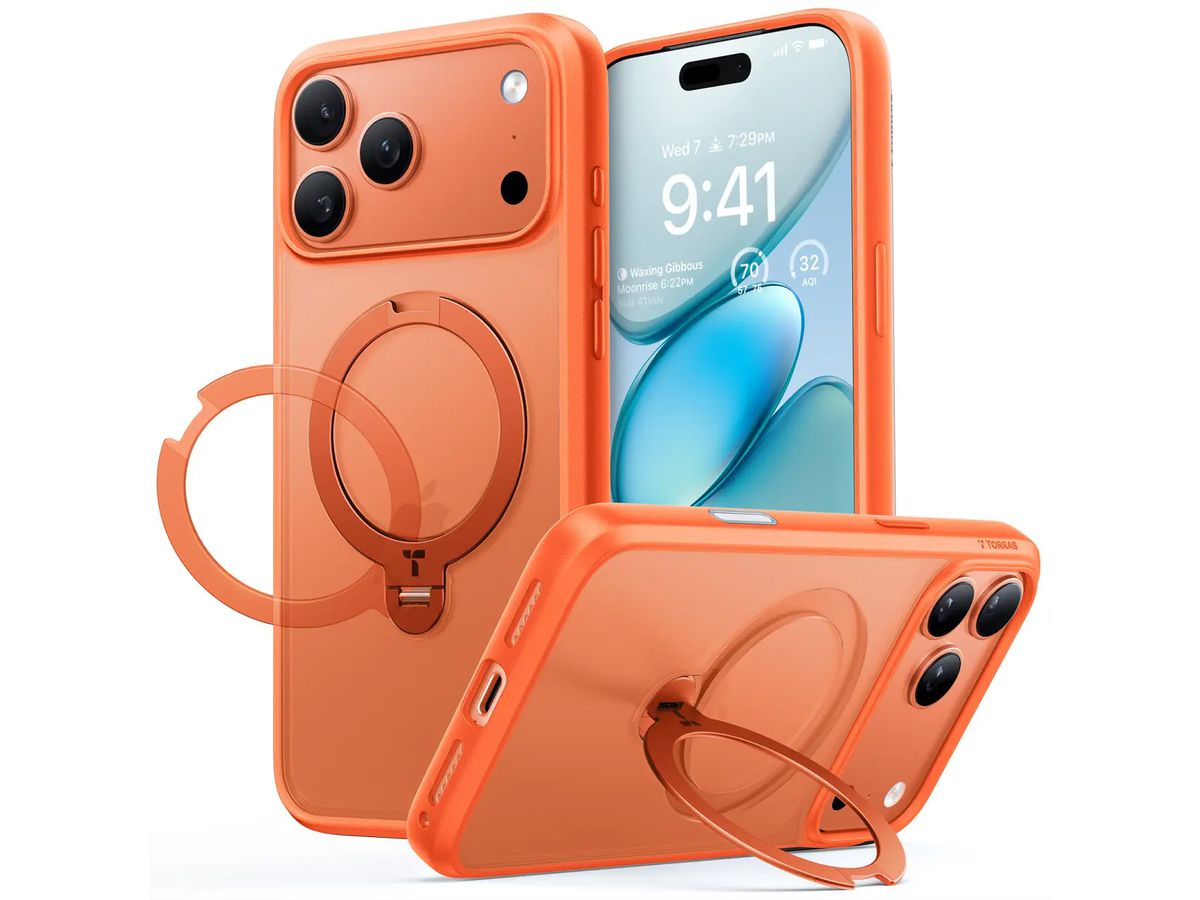 Torras Ostand 360° Case, iPhone 17 Pro, MagSafe, orange