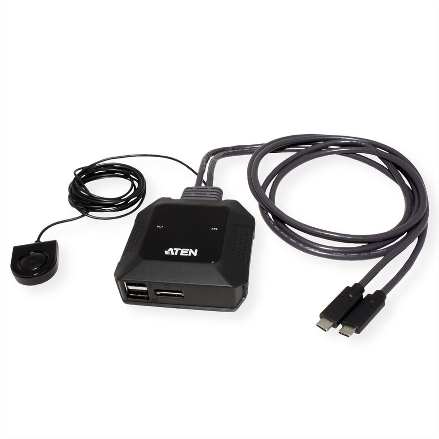 ATEN US3312 Commutateur KVM DisplayPort 4K 2 ports USB-C avec sélecteur de port à distance