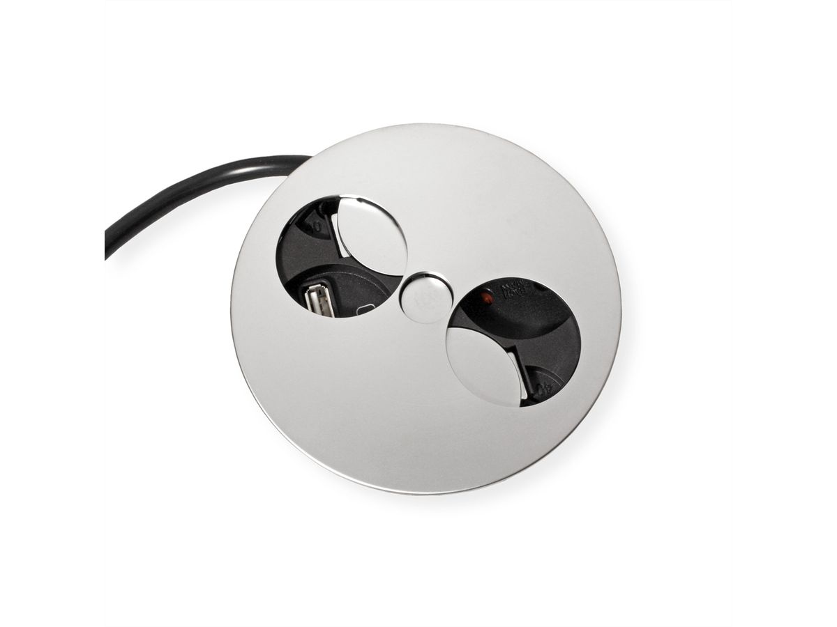 BACHMANN TWIST 1xUTE 1xUSB Charger Chrom matt 0,2m GST18, chrom, 0,2 m