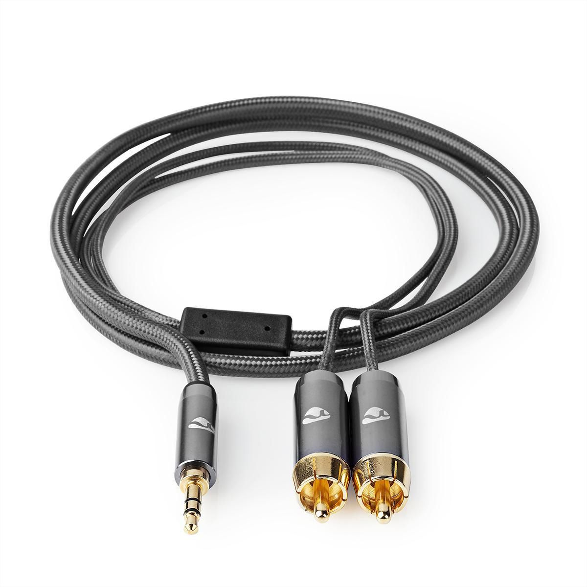 Nedis Stereo-Audiokabel, 1x Klinken ST, 2x Cinch ST, grau, 5 m