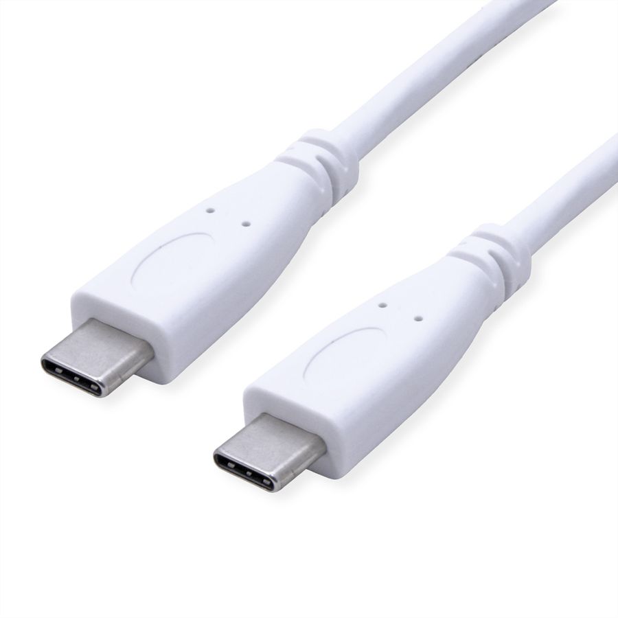 VALUE Câble USB 3.2 Gen 2, avec PD, C-C, M/M, 4K UHD-1, 10Gbit/s, Emark, 100W, blanc, 1 m