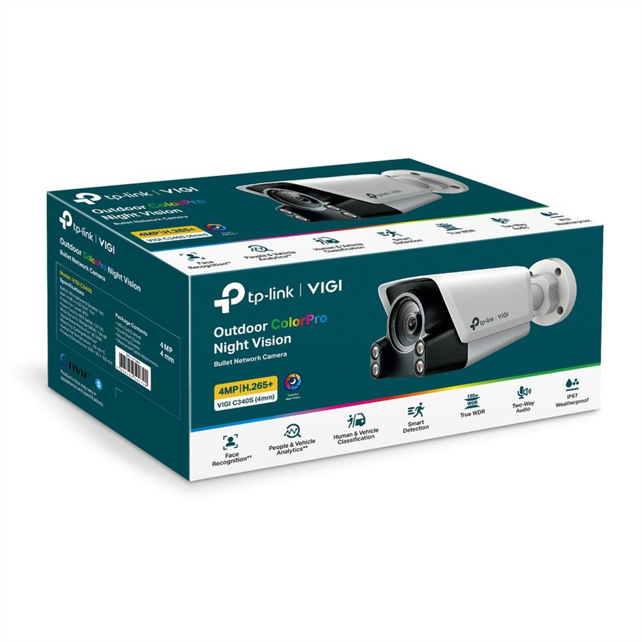 TP-Link VIGI C340S(4mm) Bullet-Kamera 4 MP, 95.2°, IR-LED 30m, Ultra-Low-Light