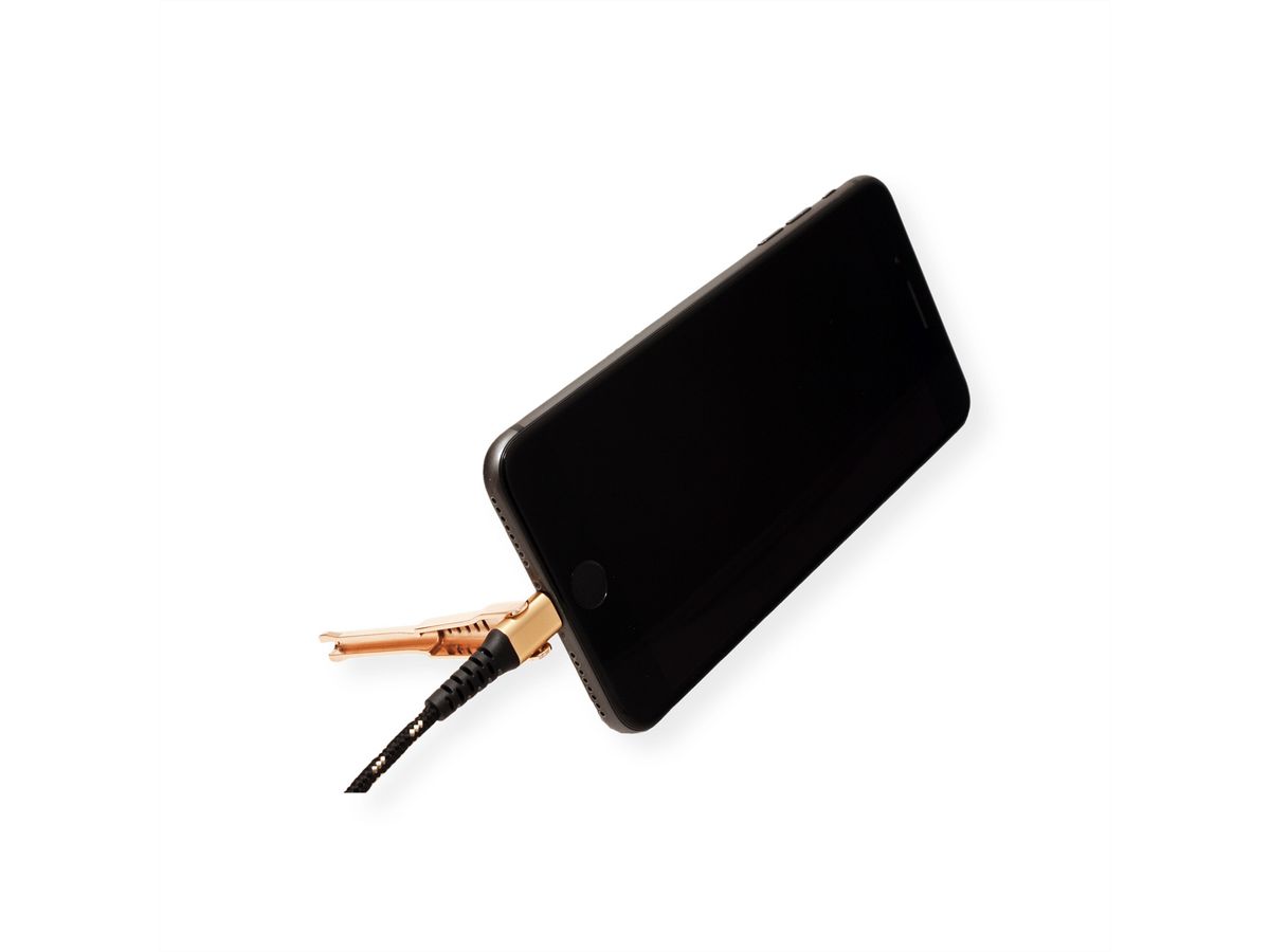 ROLINE GOLD Câble de charge et synchronisation pour appareils à connecteur 8pin, avec fonction d'appui, 1 m