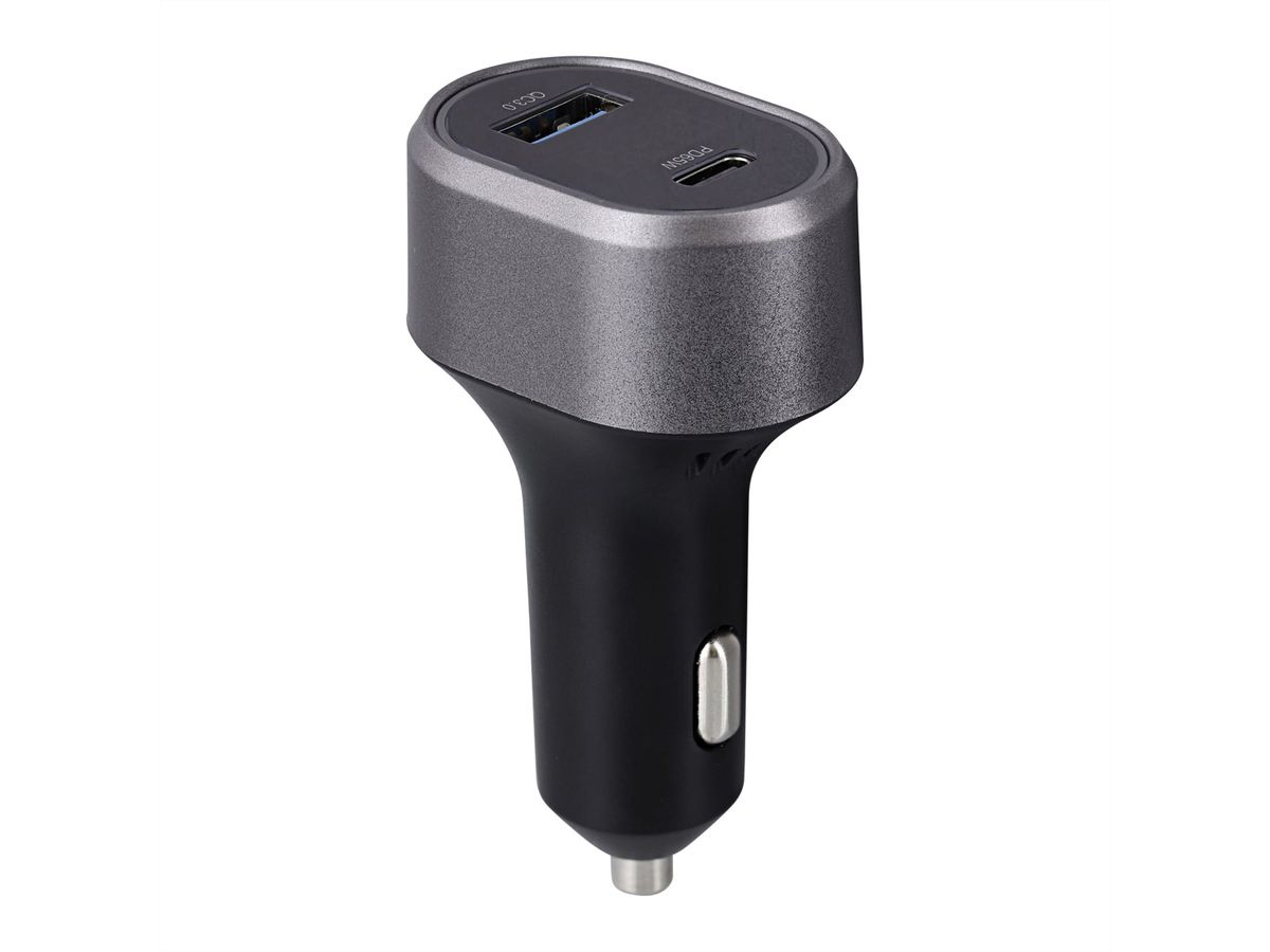 T'nB 1 USB-A QC and 1 USB-C PD, car charger 83W - Schwarz