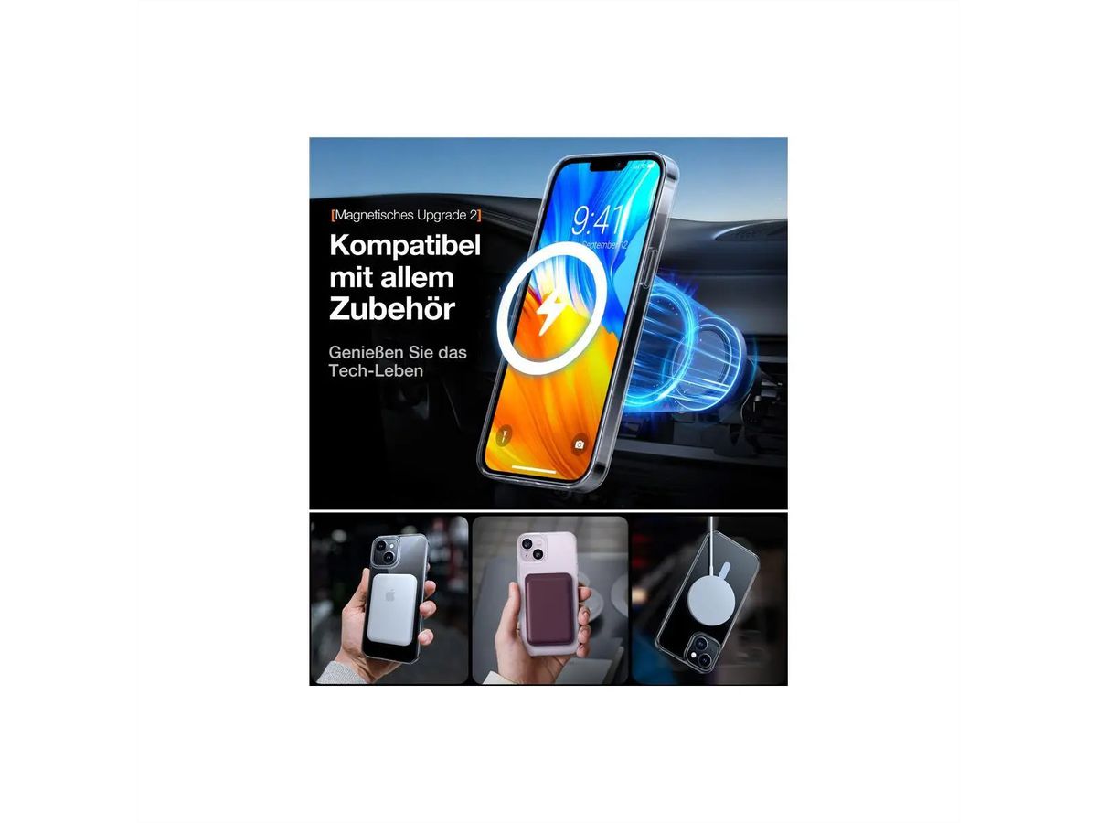 Torras Diamond Schutzhülle iPhone 15, MagSafe, transparent