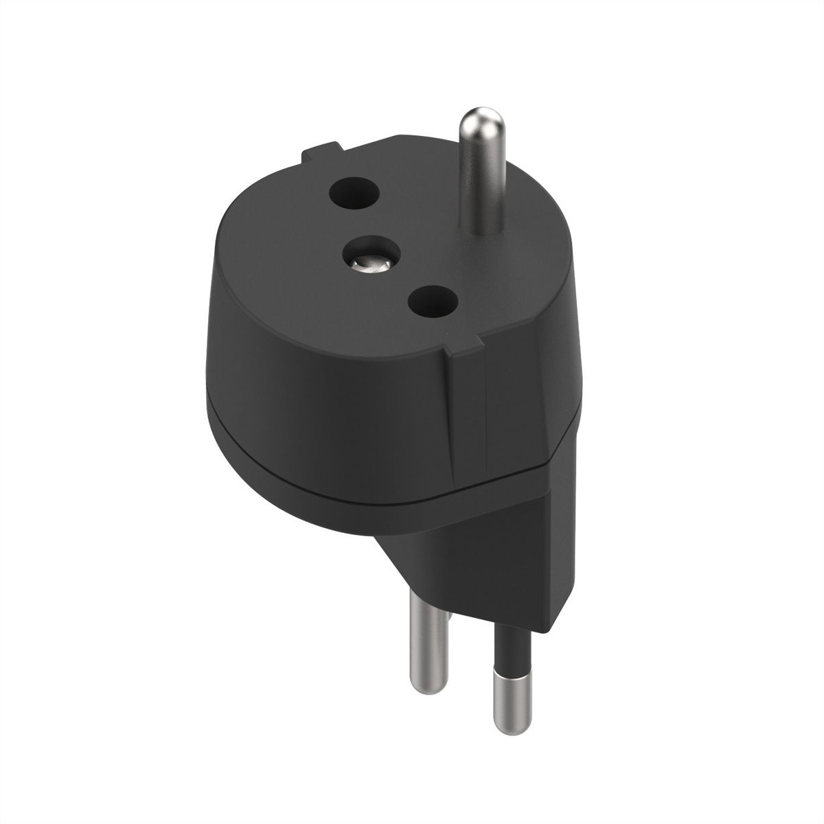 Adaptateur fixe D, prise de sécurité/CH, 3 pôles, T12, noir, Bulk