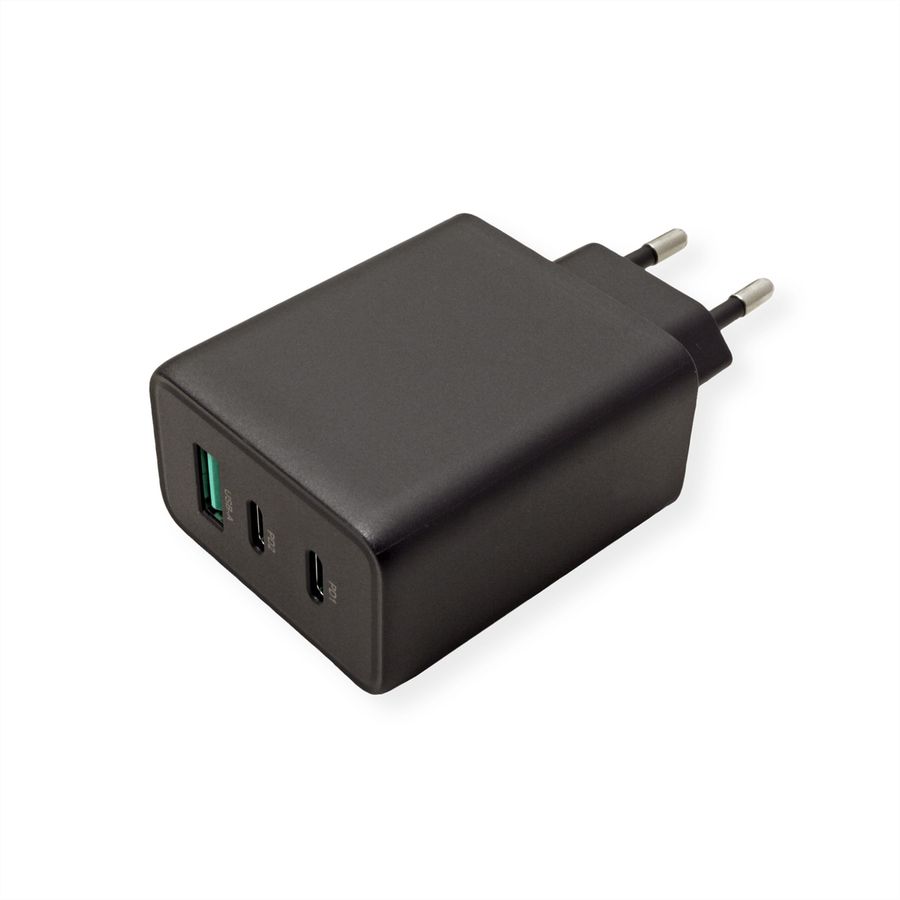 VALUE Chargeur USB, 3 ports, (2x C+ 1x A), 65W, technologie GaN