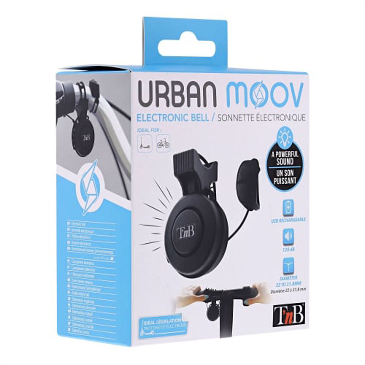 T'nB Urban Moov Sonnette pour vélo/trottinette, Noir