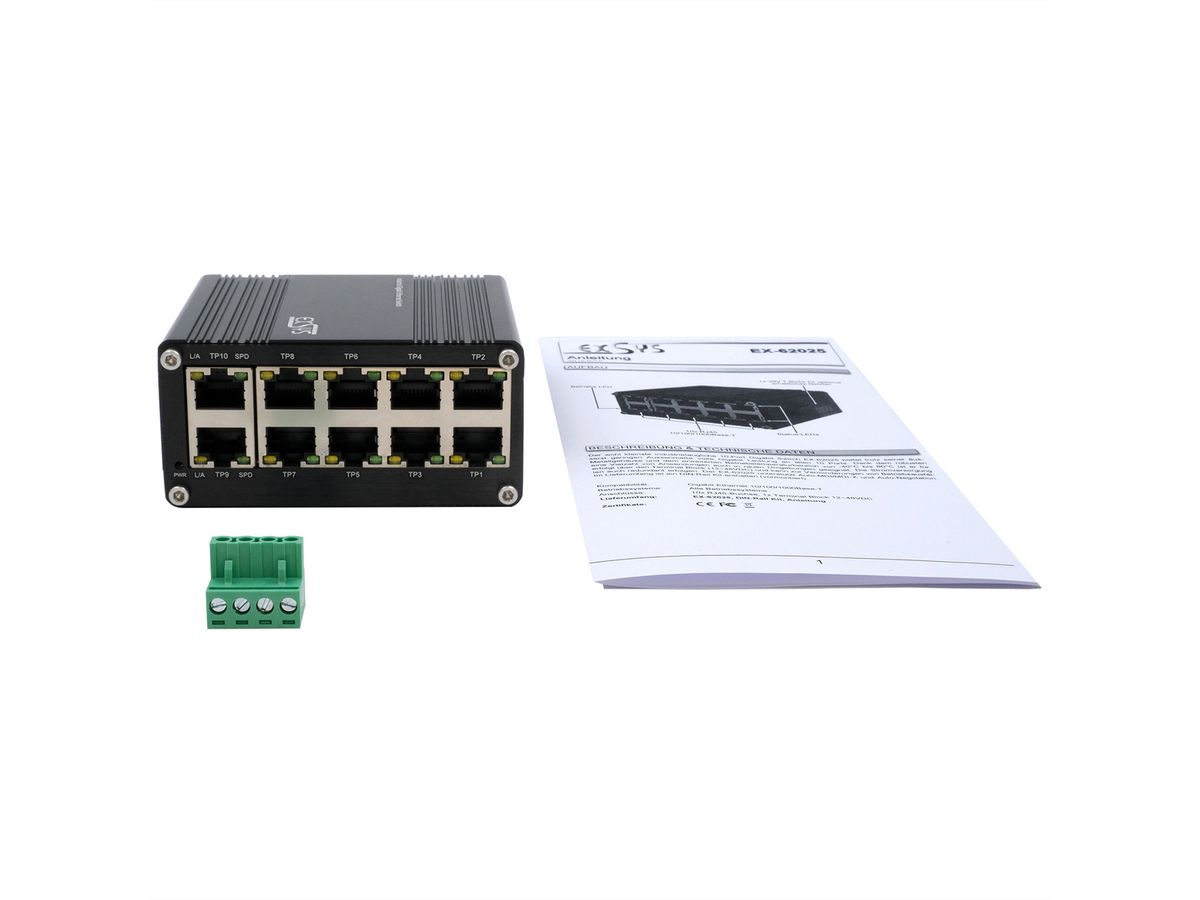 EXSYS EX-62025PoE Switch Ethernet industriel 10 ports PoE, non géré
