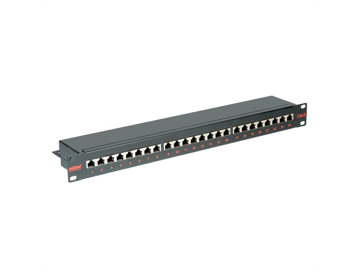 ROLINE Cat.6 (Class E) 19-Zoll-Patchpanel, 24P, geschirmt, schwarz