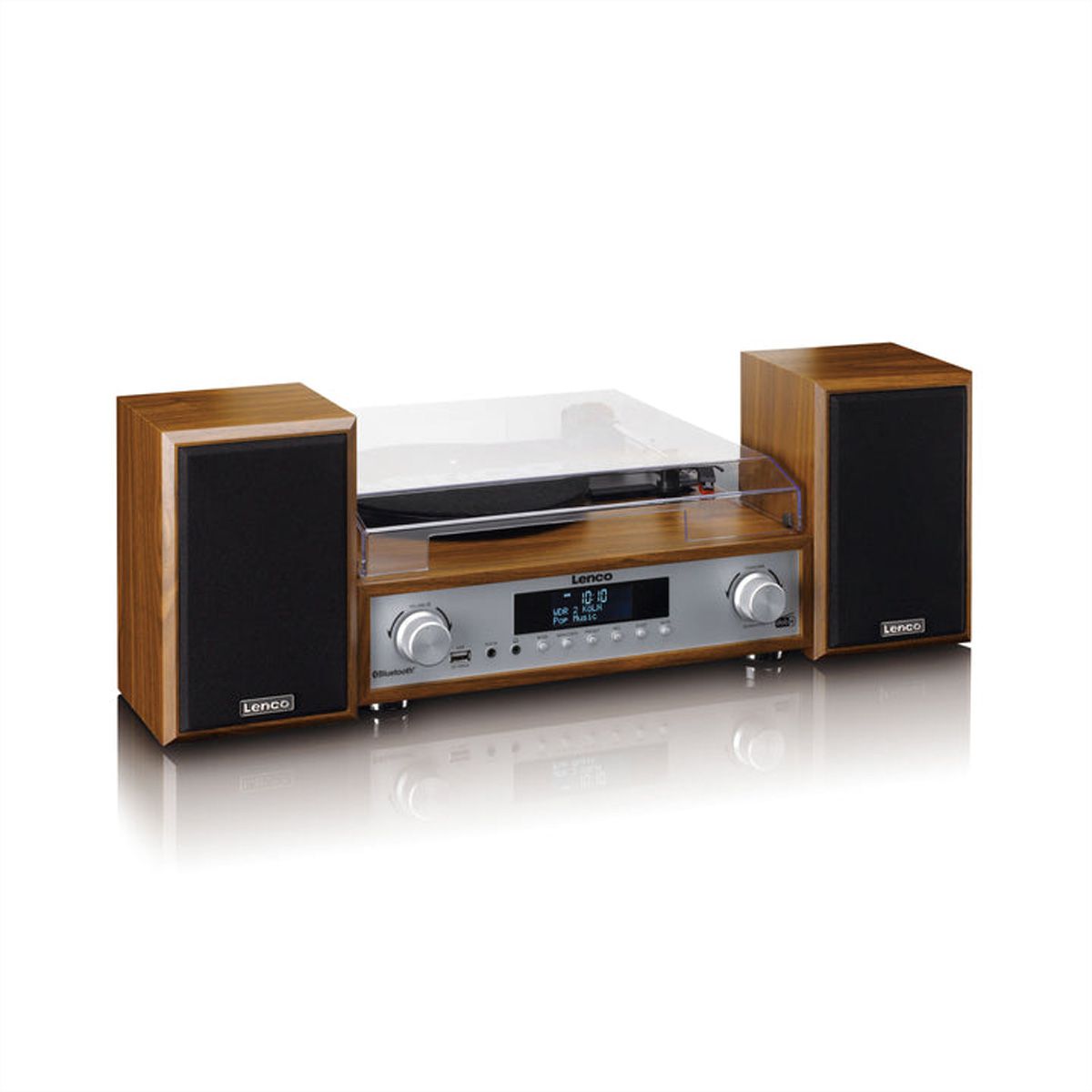 Lenco Chaîne Hi-Fi MC-160WD couleur bois, TT, DAB, radio FM, BT