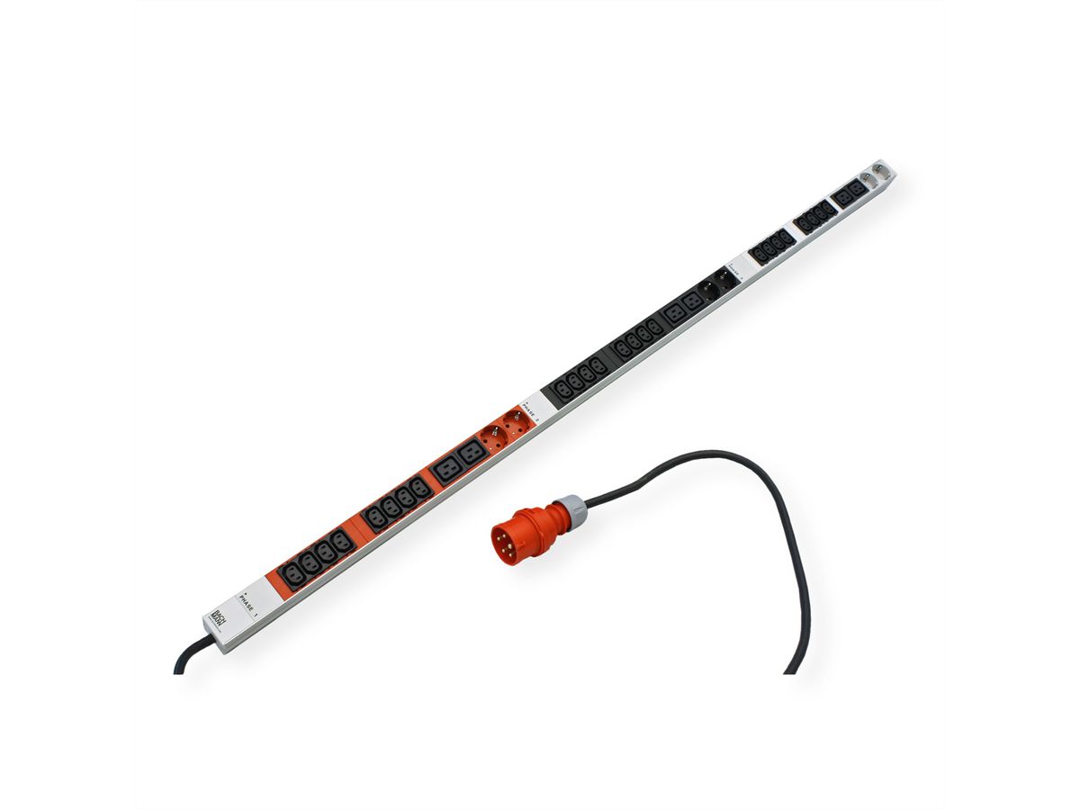 BACHMANN IT PDU ALU 1HE 24x C13 6x C19 CEE 3x16A rot