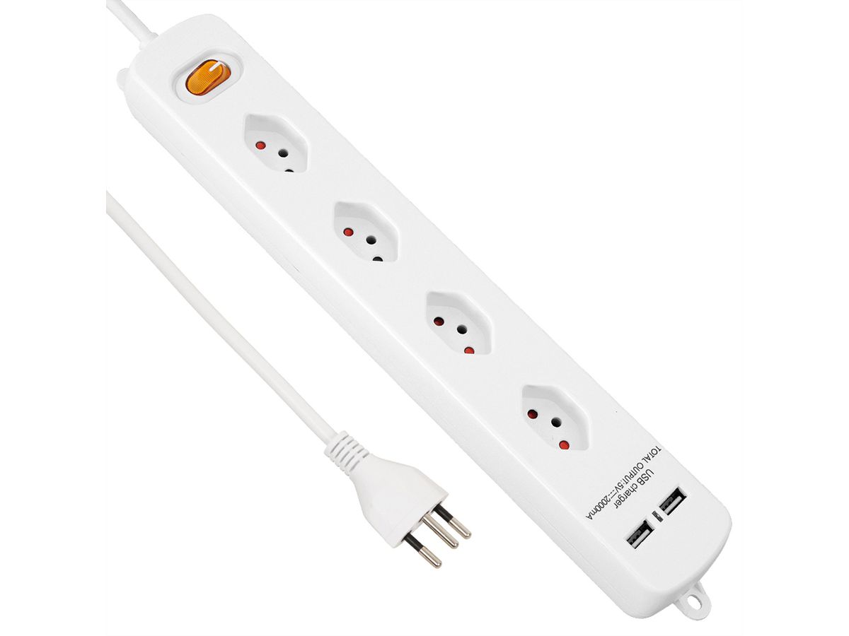 BLANK prise multiple USB 4xT13, avec interrupteur, blanc, 1,5m