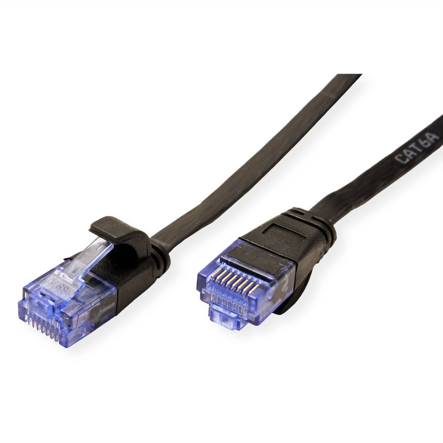 VALUE Patchkabel Cat.6A (Class EA) UTP, extra-flach, schwarz, 0,5 m