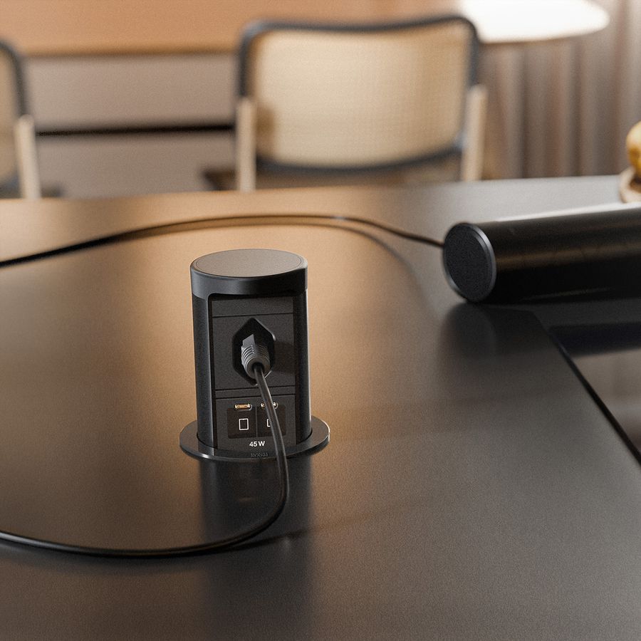 BACHMANN ELEVATOR2 1xCH T13, 1xUSB C/C 45W RAL9005 0,5m ISV