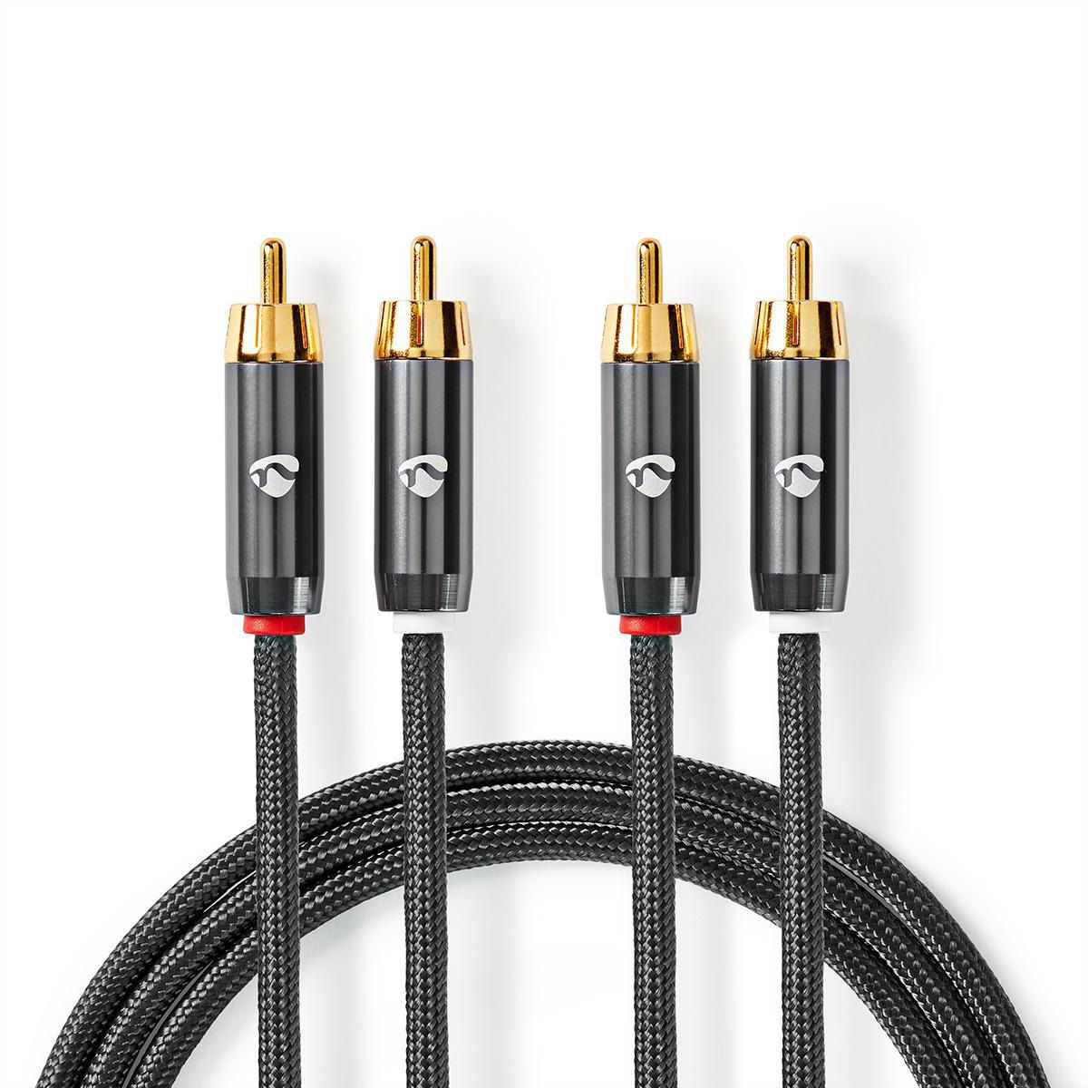 Nedis Stereo-Audiokabel, 2x Cinch, ST/ST, grau, 1 m