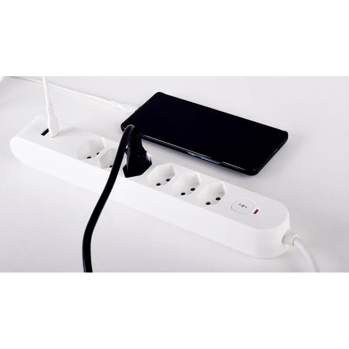 Steffen Bloc multiprises de bureau Alu Desk, 2x T13, 1x USB-A, 1x USB-C, 1.5m, blanc