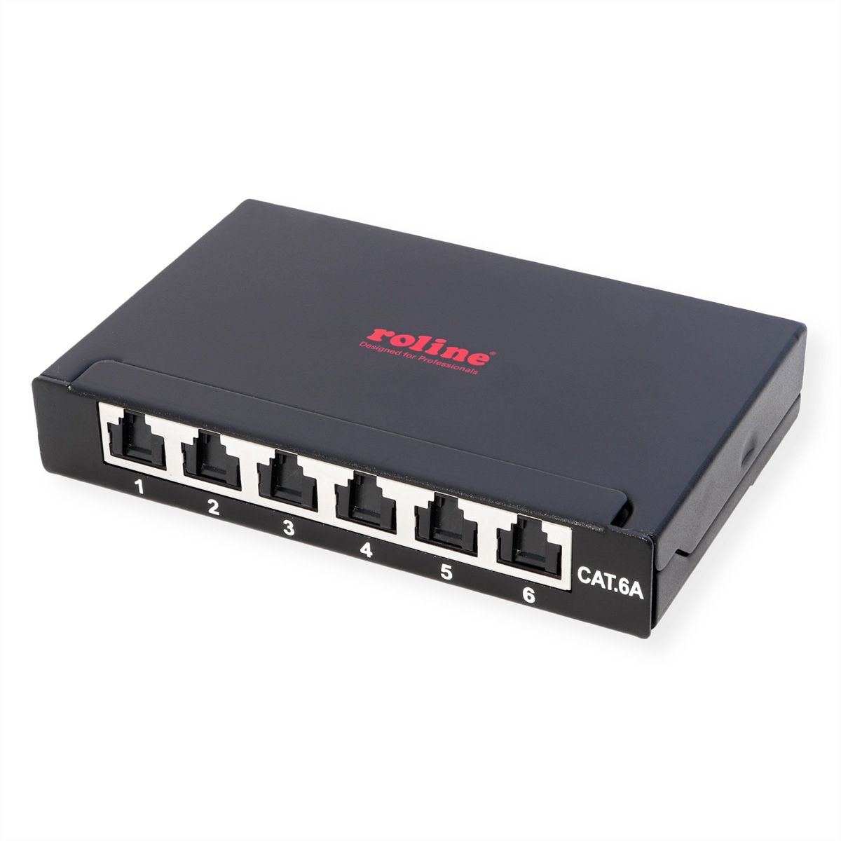 ROLINE Mini-Patchpanel, Cat.6A (Class EA), 6x RJ45, 0,5HE, geschirmt, schwarz