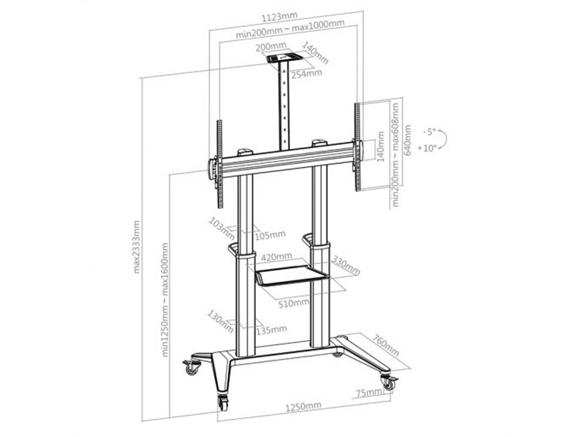 Hagor mobiles StandsystemBrackIT Stand HD XXL, système de stand mobile, noir