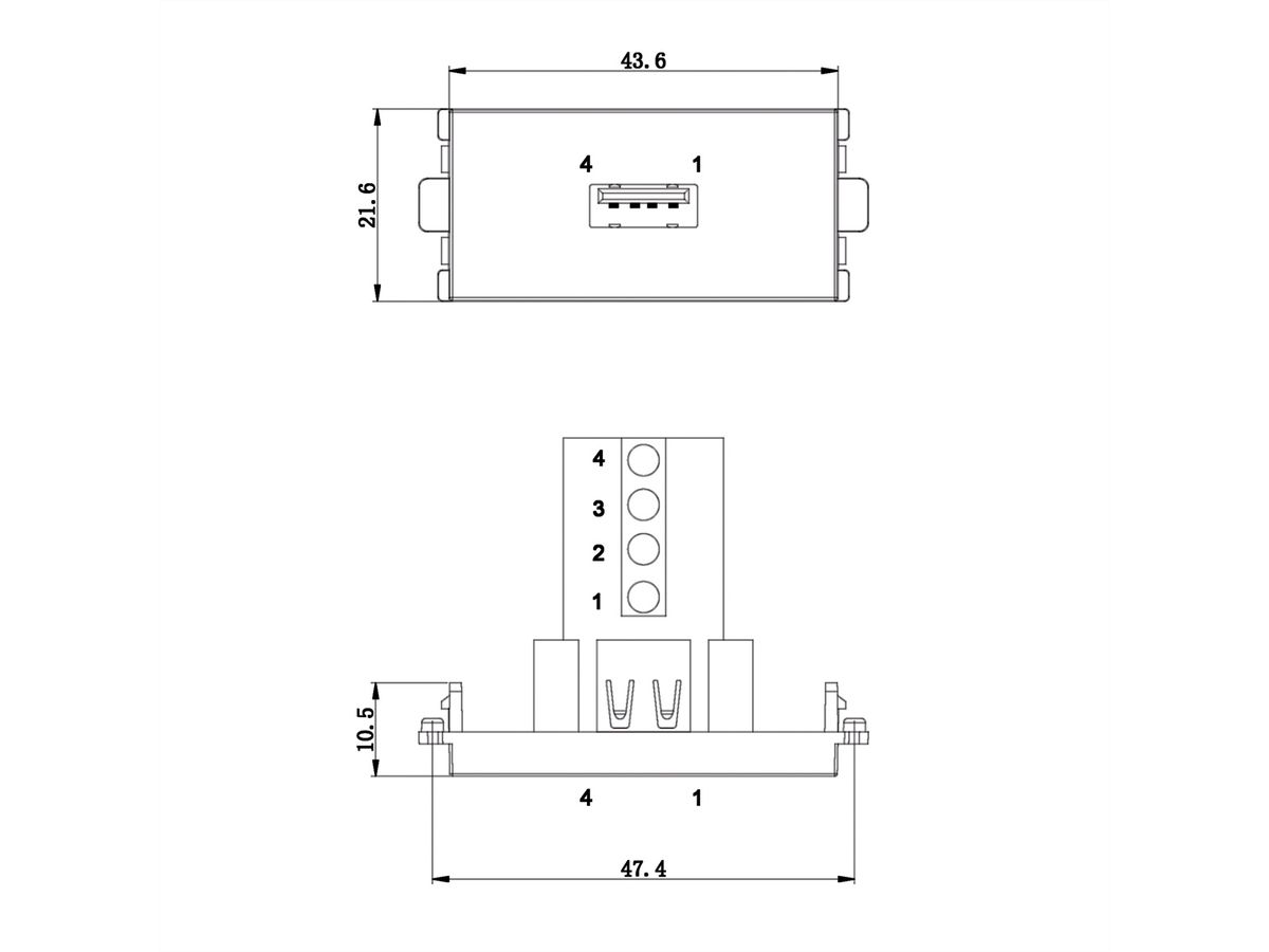 VALUE A/V-Anschluss-System, USB- Modul (1x USB 2.0 Typ A)