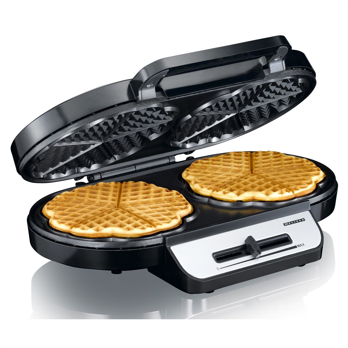 Melissa Waffeleisen 16250087, Doppel-Waffeleisen, schwarz/ss, 1200W