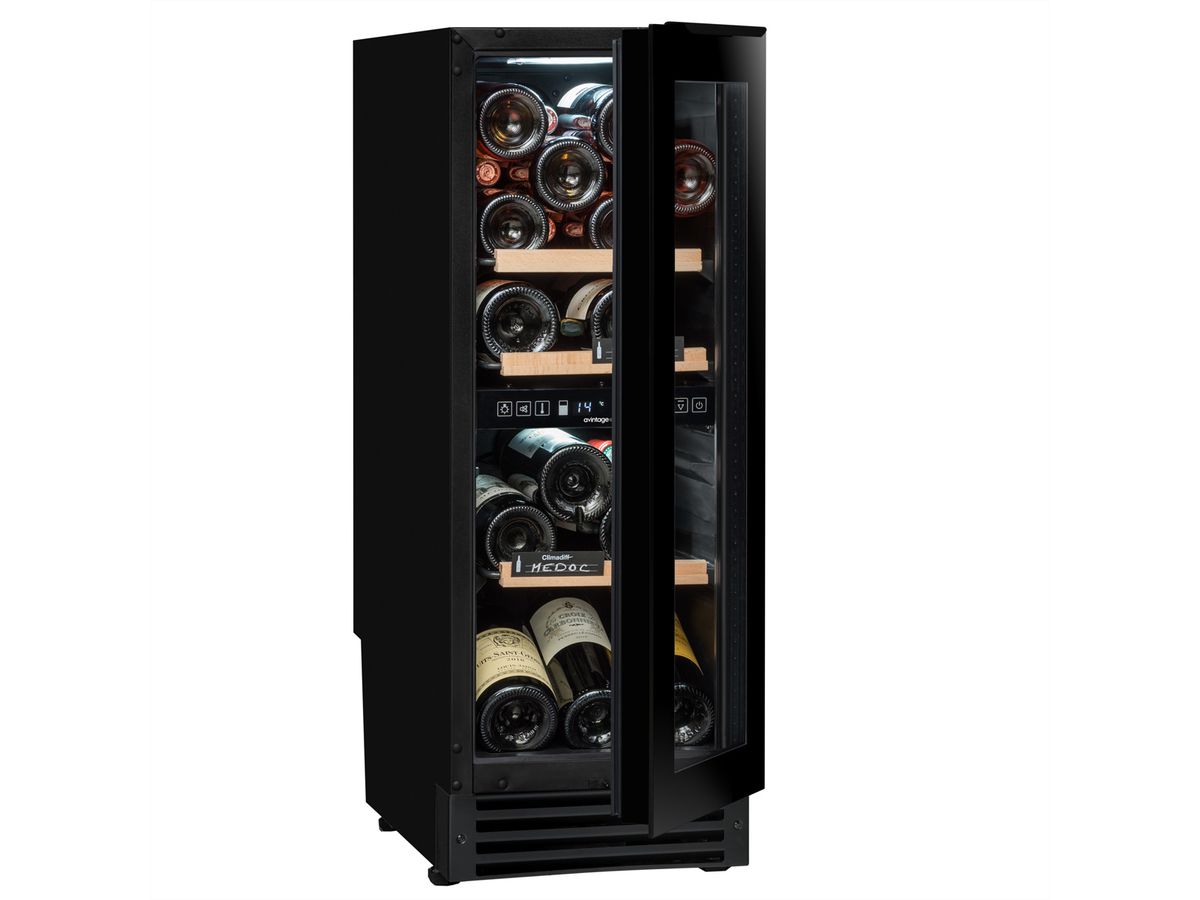 Avintage Weinkühlschrank AVU27TDZB1, Einbau, 2 Zonen, 25 Flaschen, schwarz