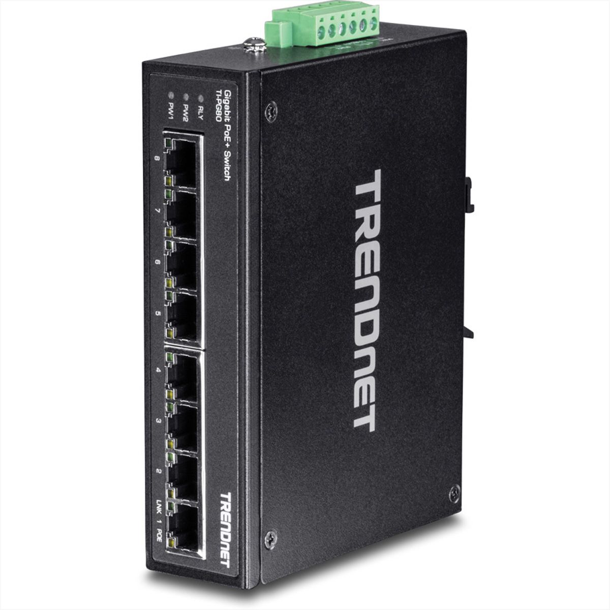 TRENDnet TI-PG80 Switch Rail DIN PoE+ Gigabit industriel renforcé à 8 ports