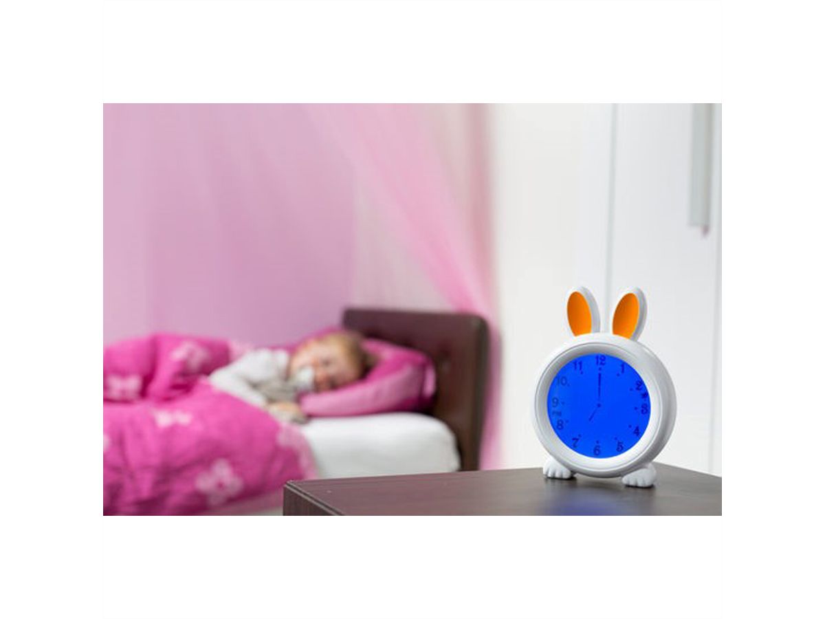 Alecto BC100BUNNY Schlaftrainer, Nachtlicht und Wecker, Weiss