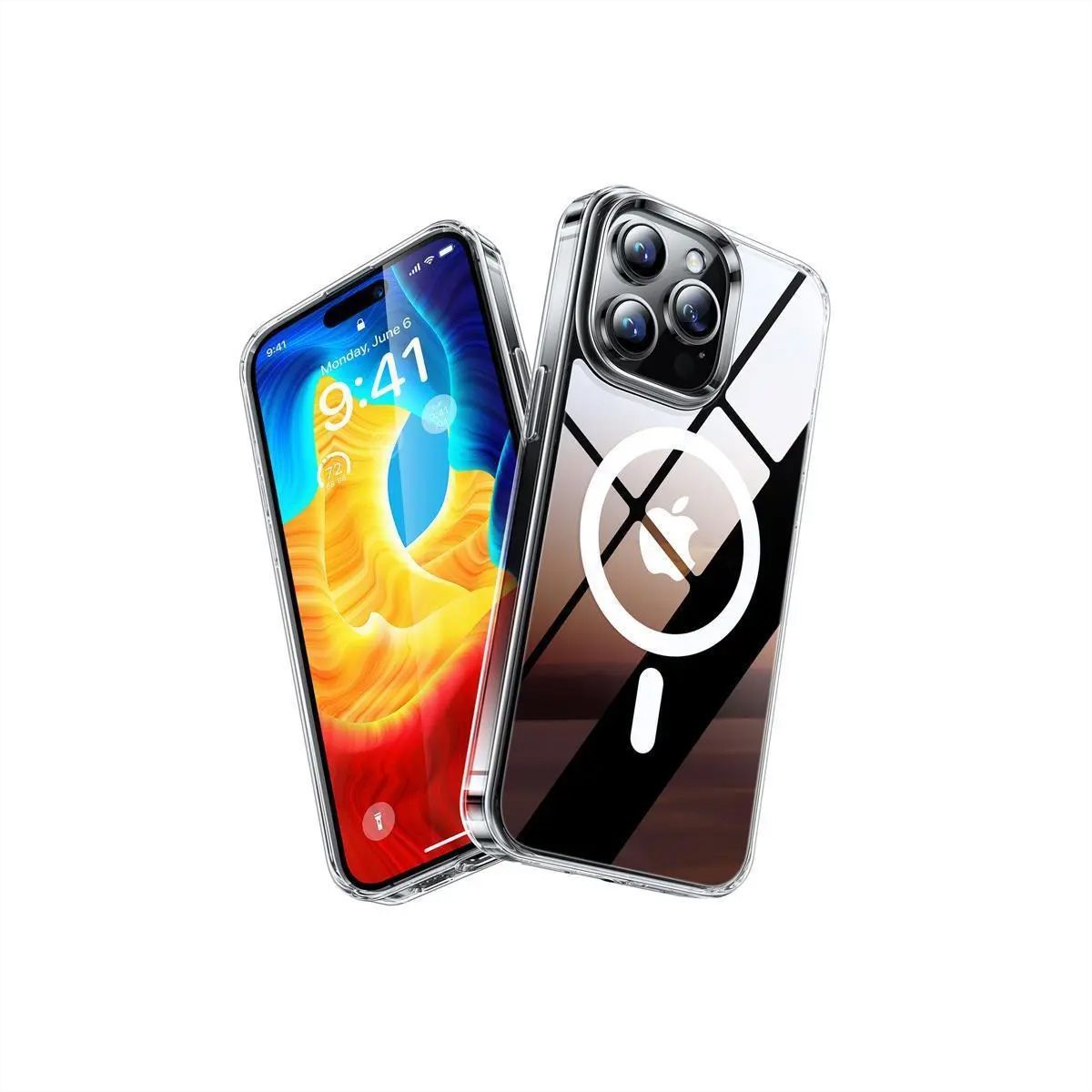 Torras Handyhülle Diamond iPhone 15 Pro, Magsafe, transparent