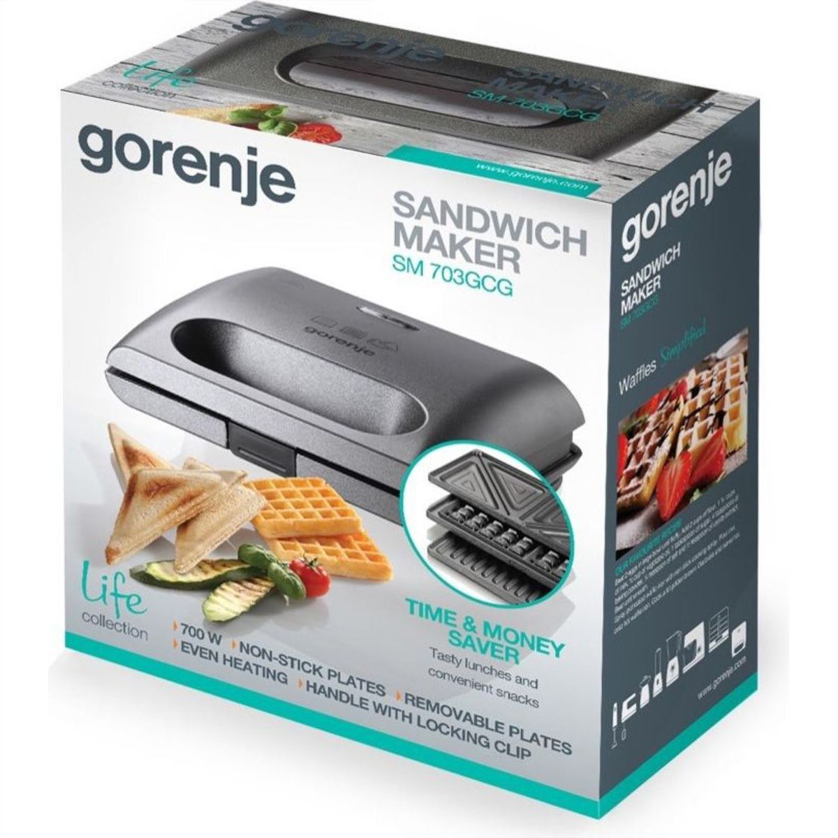 Gorenje Sandwichmaker SM703GCG, 700W, silber