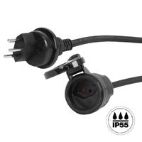 Steffen Verlängerungskabel GdV, 3x1.5mm2, T13-T13, IP55, 3m, schwarz